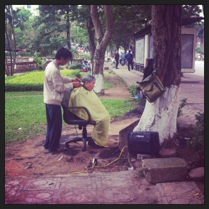 Hanoi roadside hairdresser!